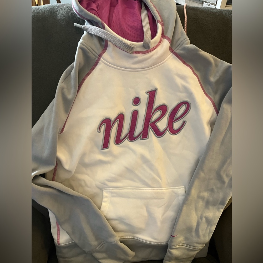 Nike Purple and White Long Sleeve Hoodie